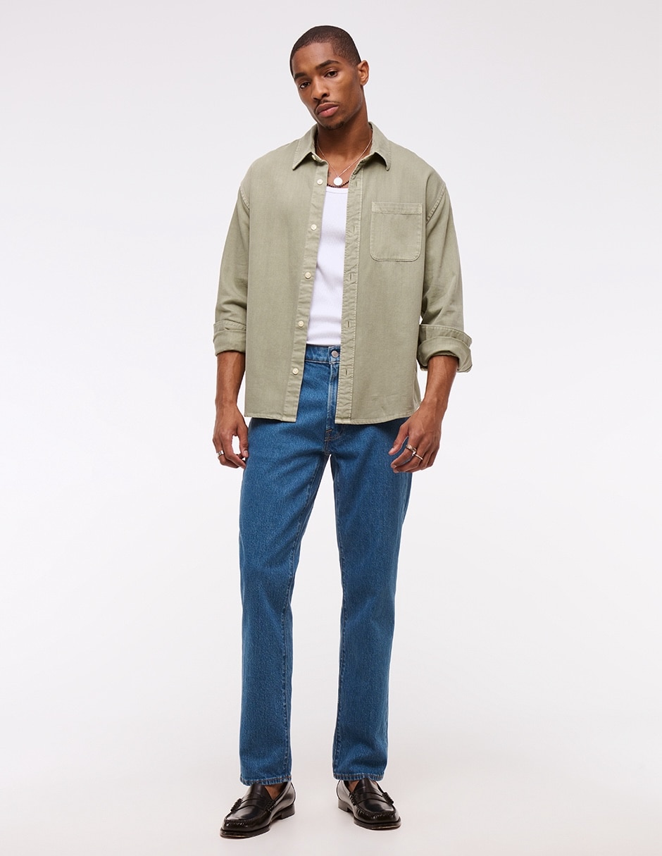 Jeans straight Abercrombie & Fitch lavado medio para hombre