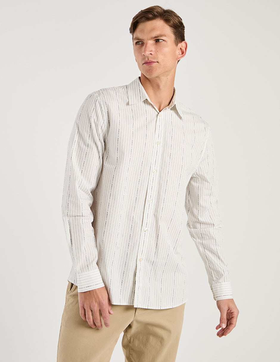 Camisa casual Guess de algodón manga larga para hombre