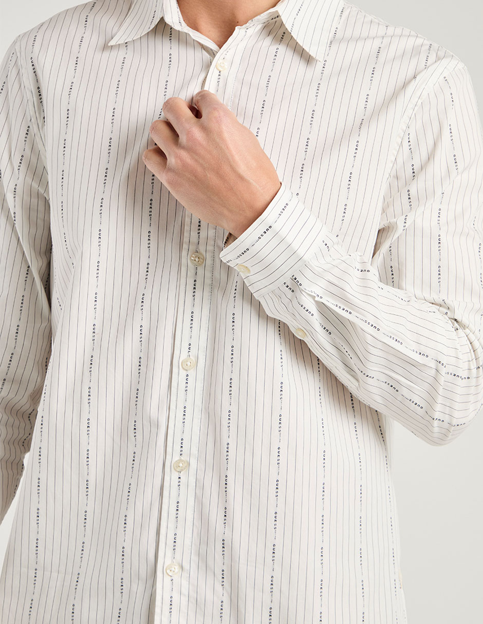 Camisa casual Guess de algodón manga larga para hombre