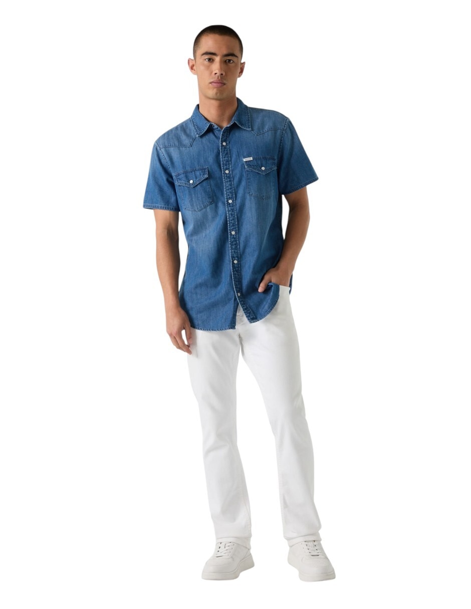 Camisa casual de algodón manga corta para hombre