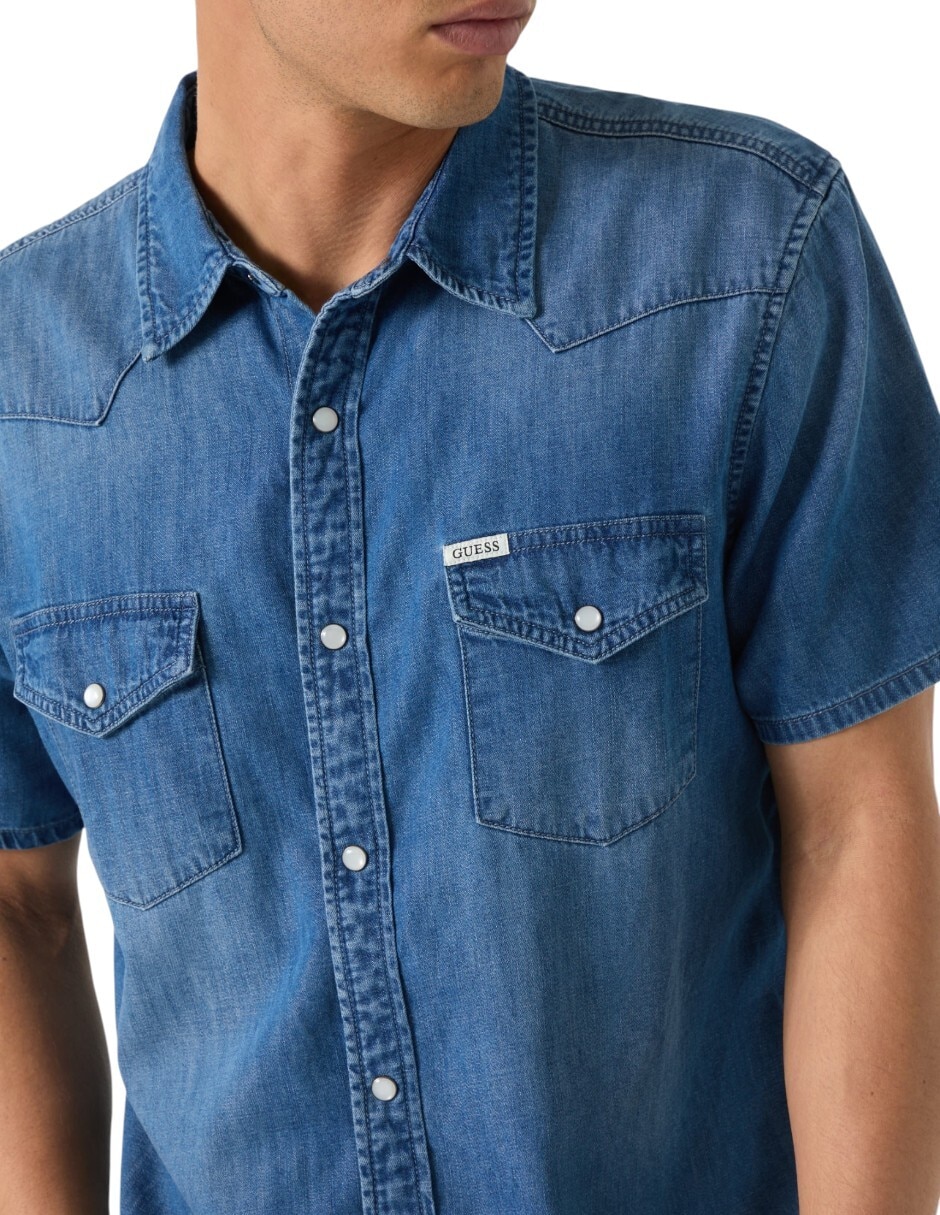 Camisa casual de algodón manga corta para hombre