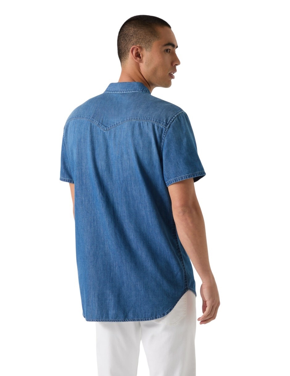 Camisa casual de algodón manga corta para hombre