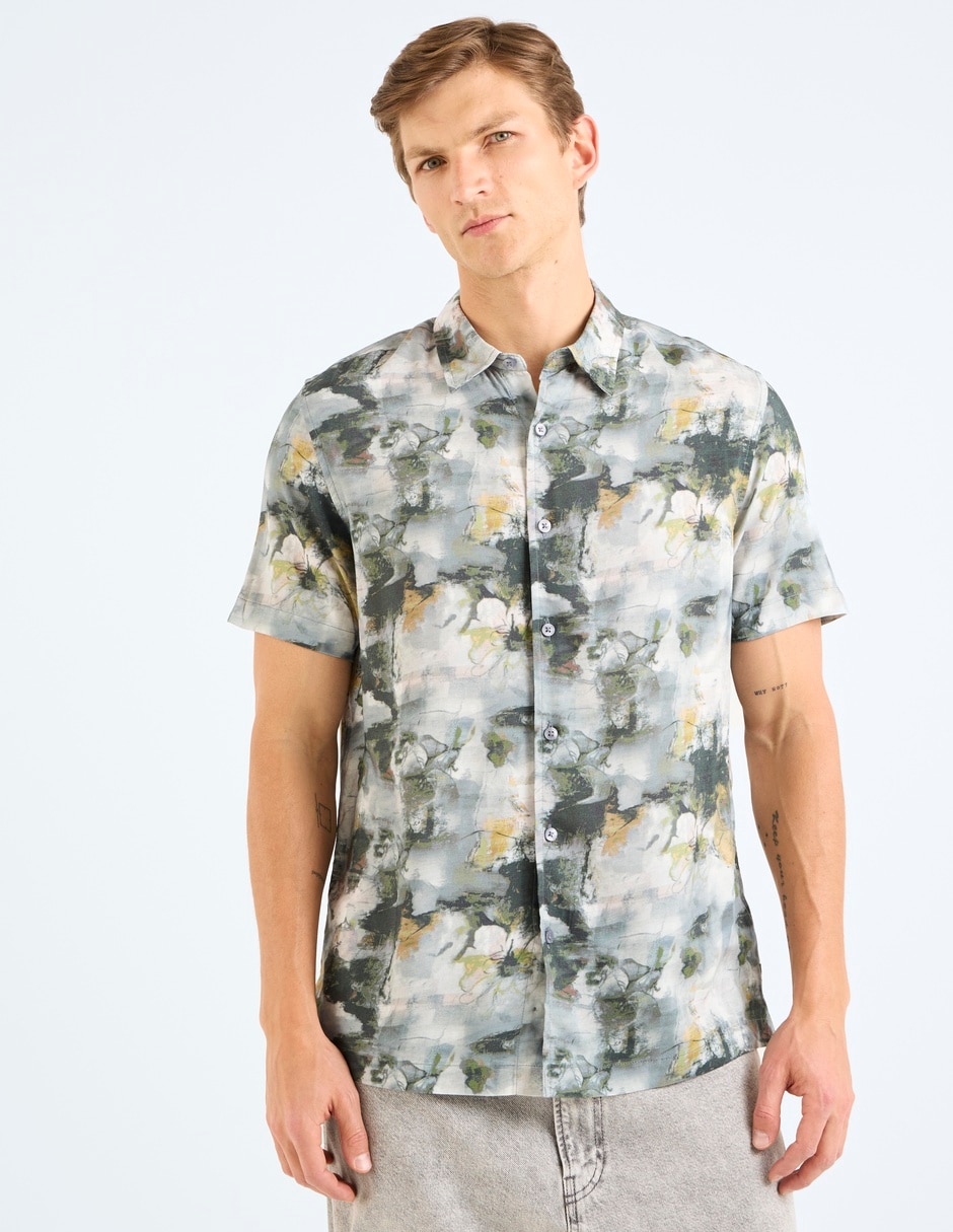 Camisa casual de algodón manga corta para hombre Camisa casual de algodón manga corta para hombre