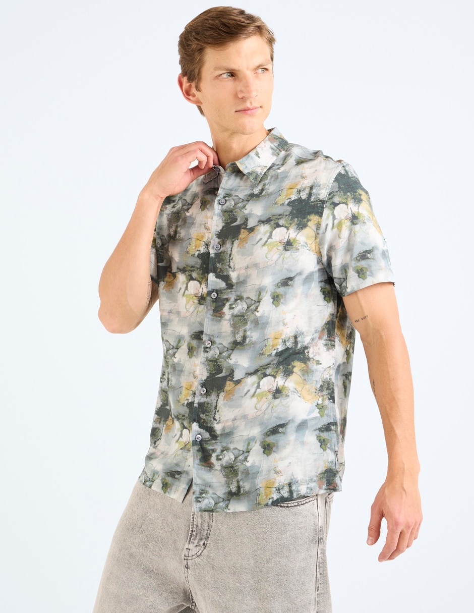 Camisa casual de algodón manga corta para hombre 5