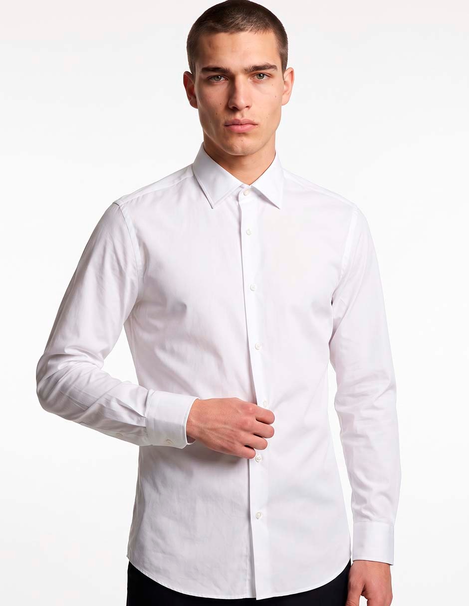 Camisa business casual de algodón manga larga para hombre