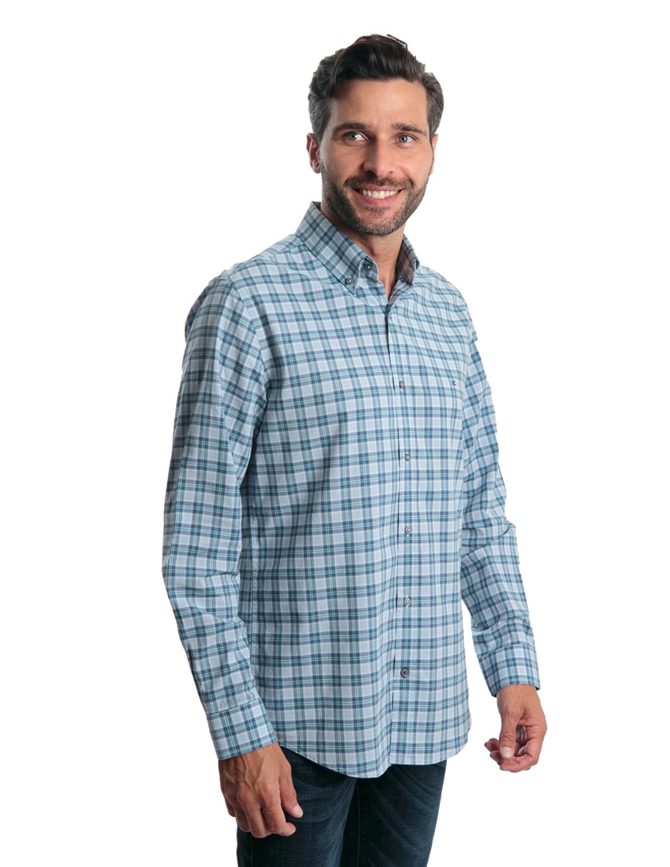Camisa casual de algodón manga larga para hombre