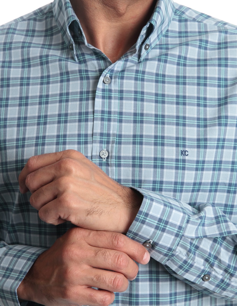 Camisa casual de algodón manga larga para hombre
