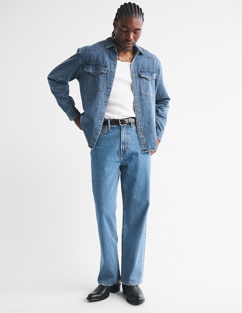 Camisa casual Abercrombie & Fitch de algodón manga larga para hombre