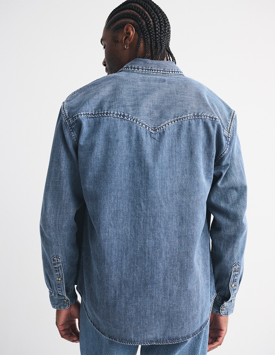 Camisa casual Abercrombie & Fitch de algodón manga larga para hombre