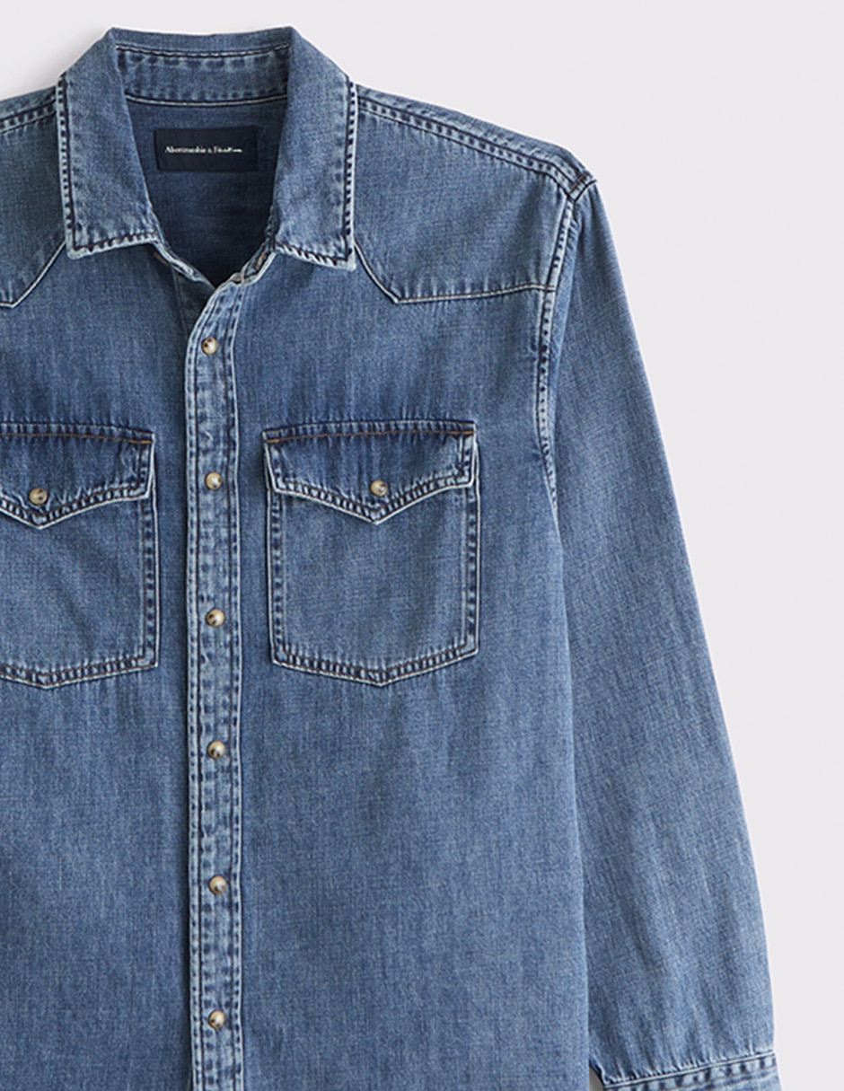 Camisa casual Abercrombie & Fitch de algodón manga larga para hombre