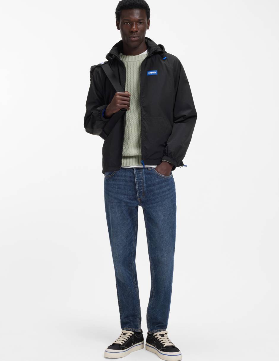 Chamarra rompevientos Hugo Blue impermeable con capucha para hombre