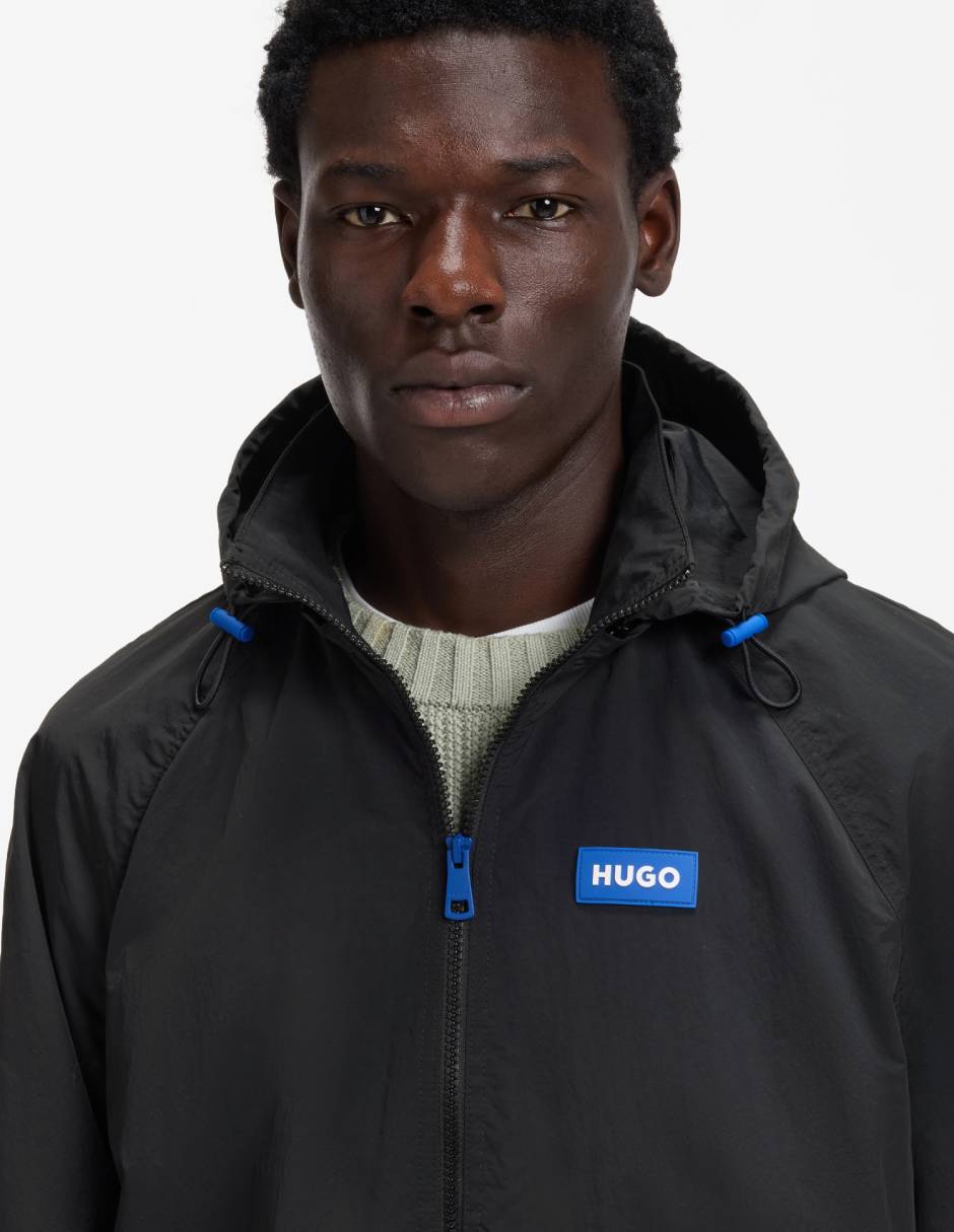 Chamarra rompevientos Hugo Blue impermeable con capucha para hombre