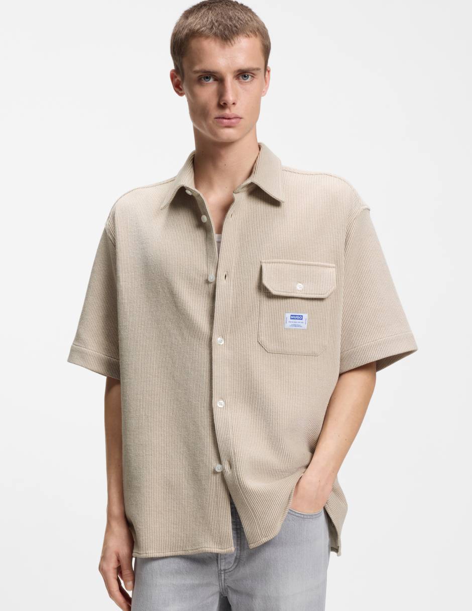 Camisa casual de algodón manga corta para hombre