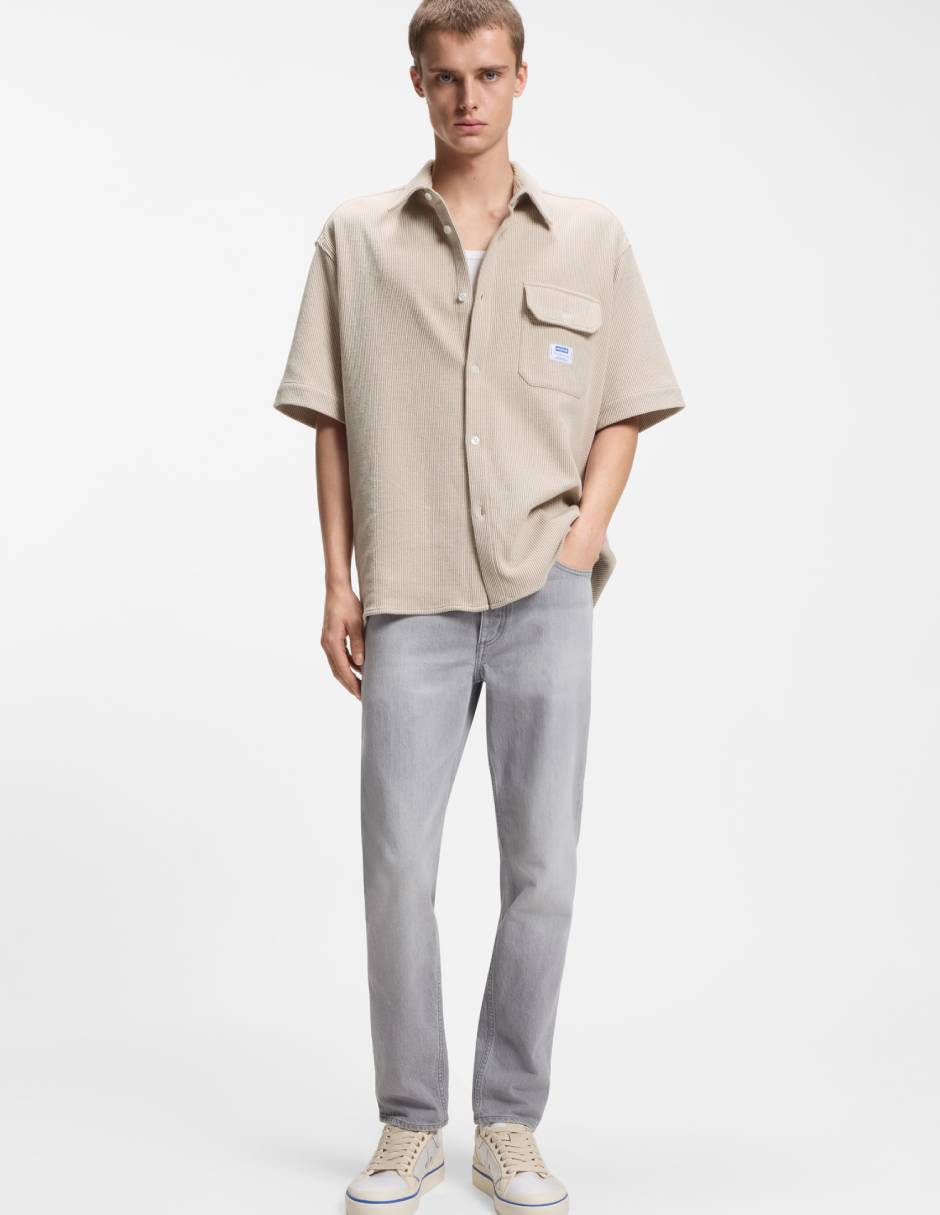 Camisa casual de algodón manga corta para hombre
