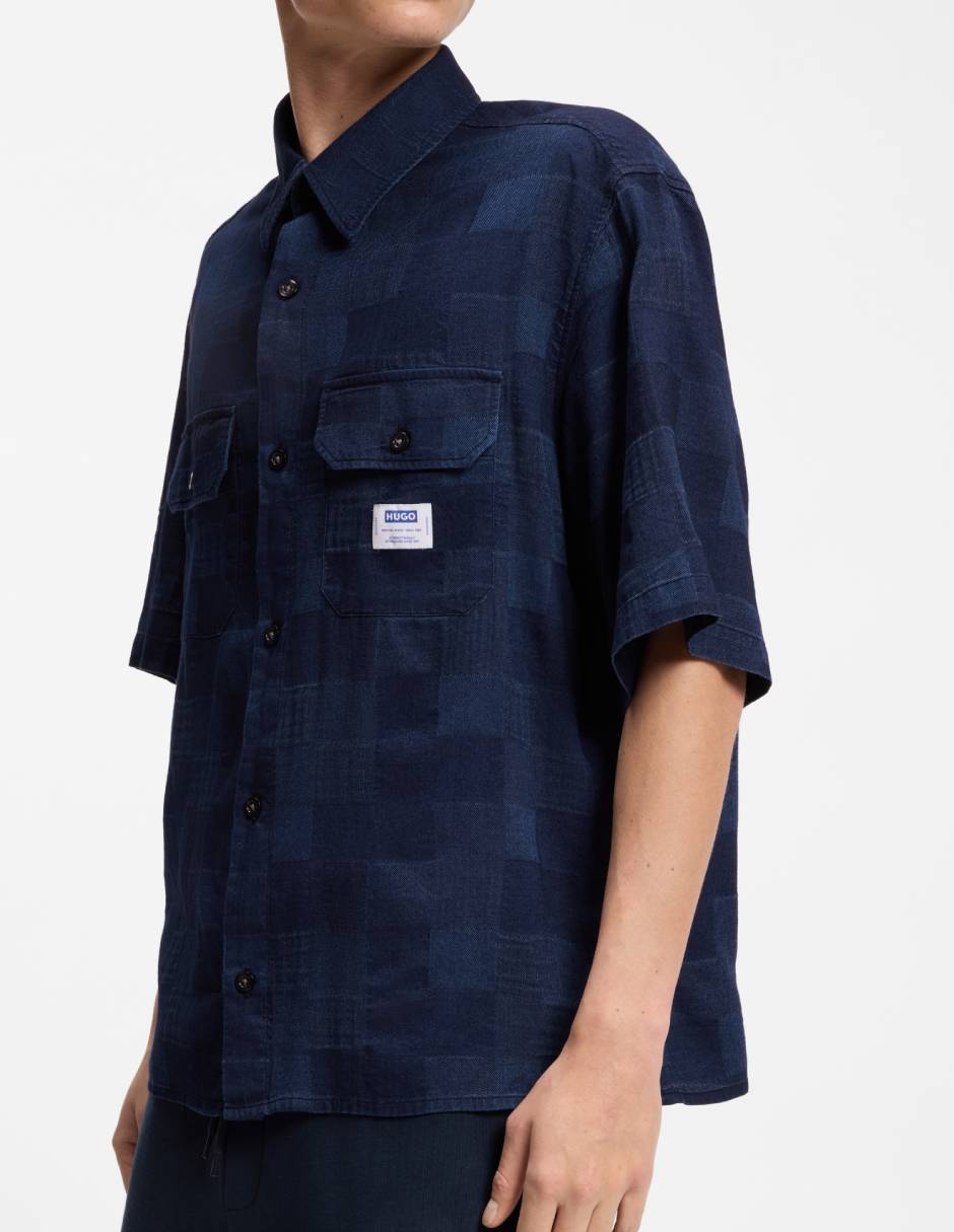 Camisa casual de algodón manga corta para hombre