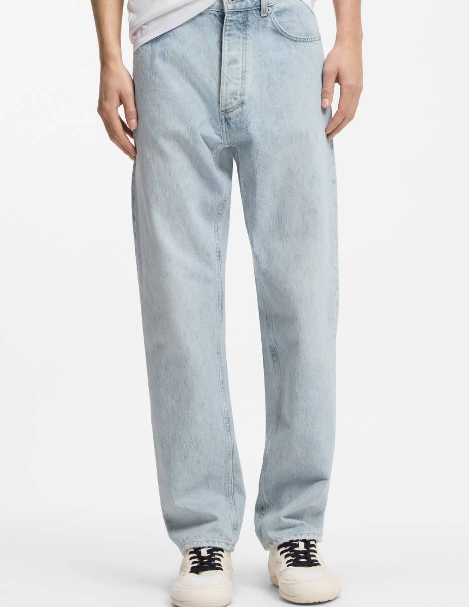 Jeans straight lavado claro para hombre 1