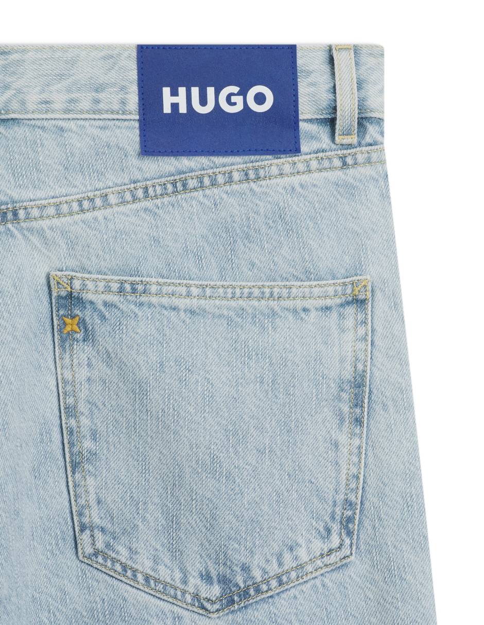 Jeans straight lavado claro para hombre 8