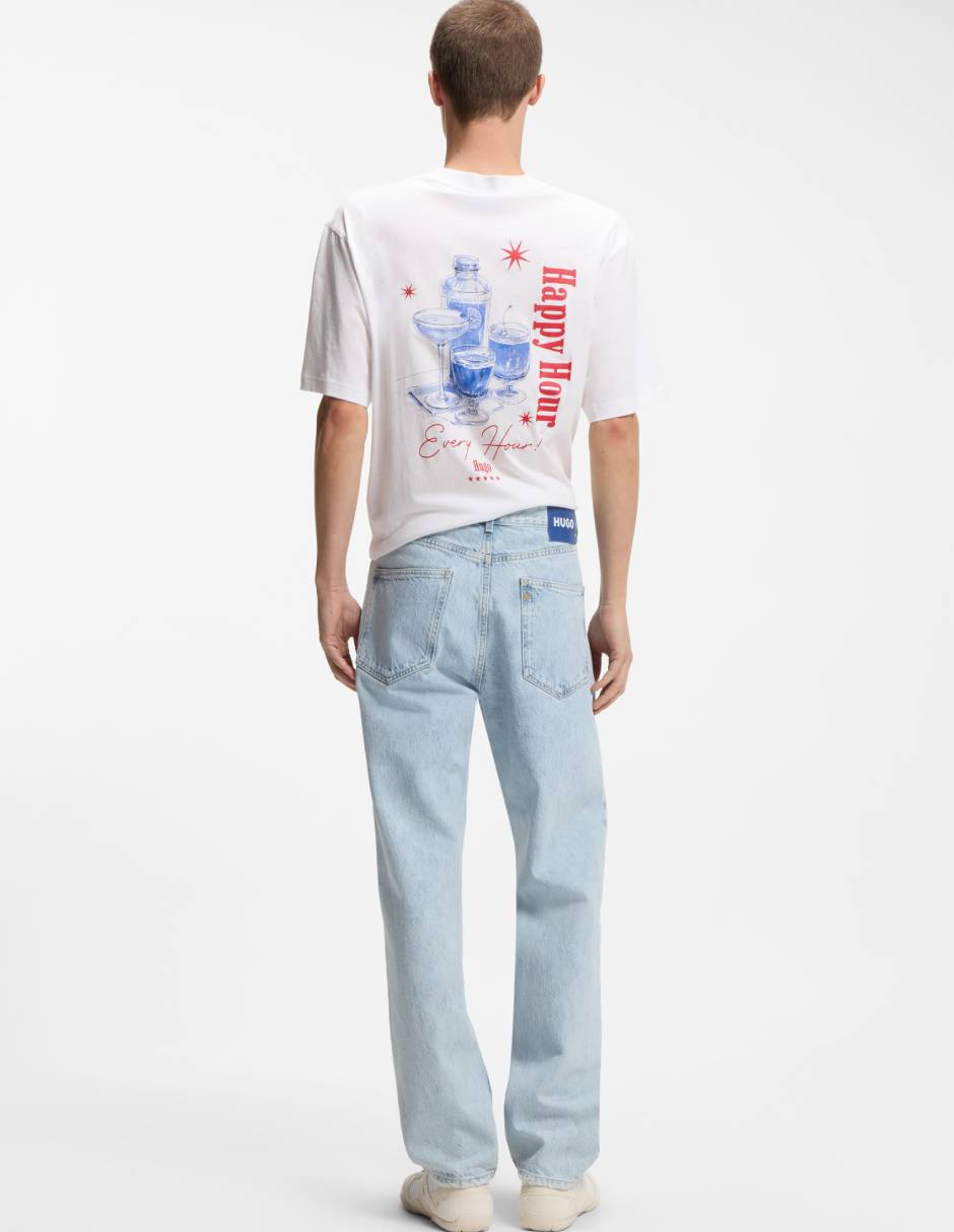 Jeans straight lavado claro para hombre 11