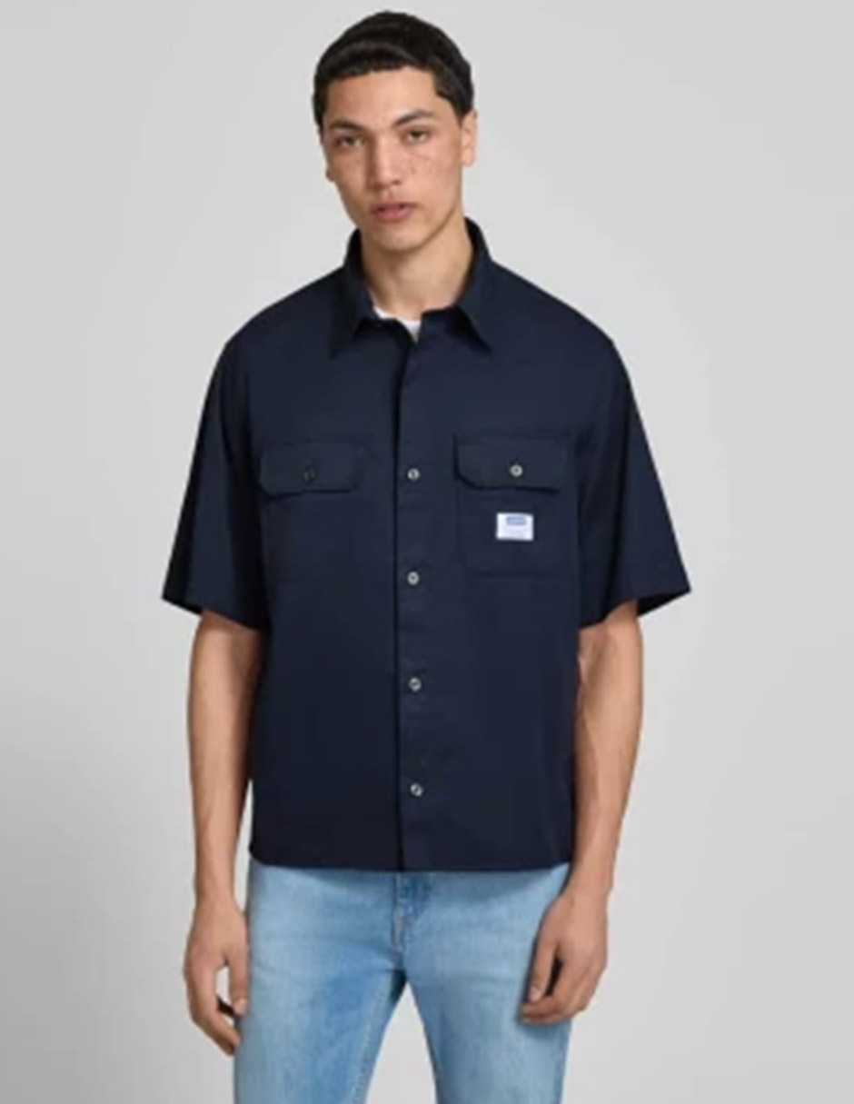 Camisa/Sobrecamisa Casual Hugo Blue De Algodón Manga Corta Para Hombre
