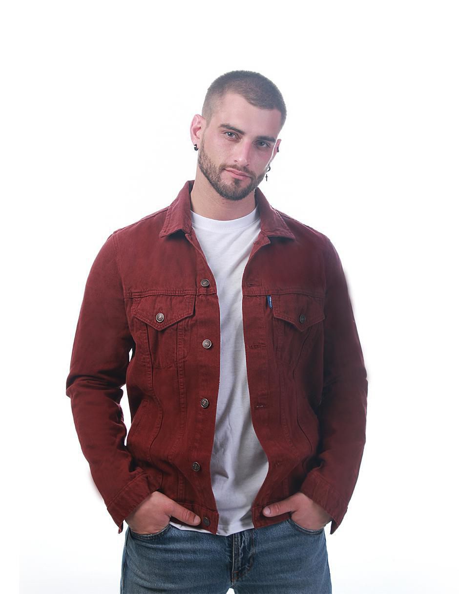 Chamarra denim de mezclilla con bolsillos para hombre Chamarra denim de mezclilla con bolsillos para hombre