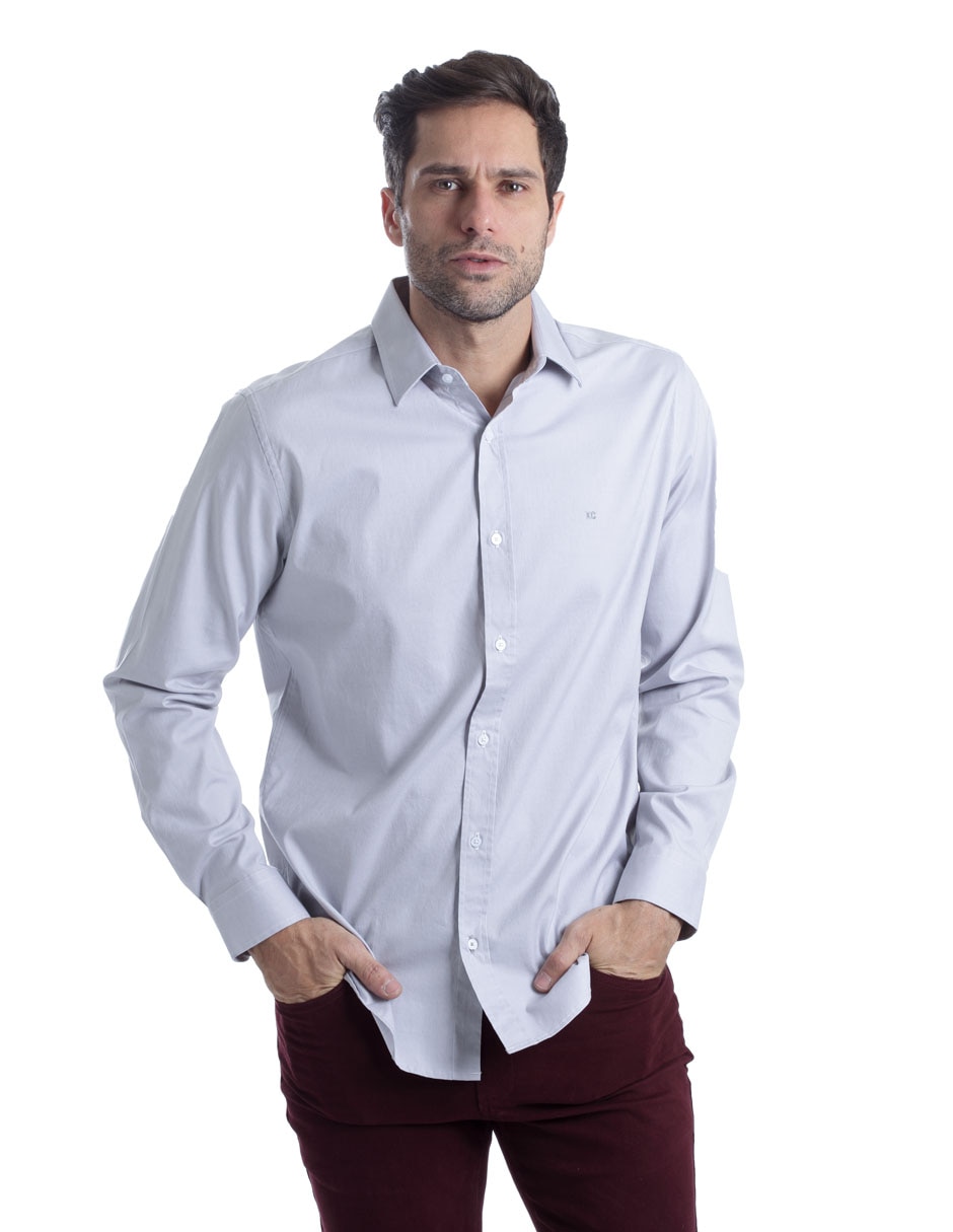 Camisa casual de algodón manga larga para hombre