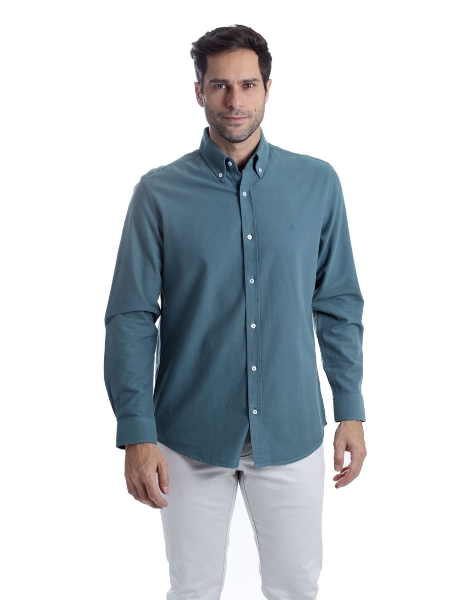 Camisa casual de algodón manga larga para hombre Camisa casual de algodón manga larga para hombre