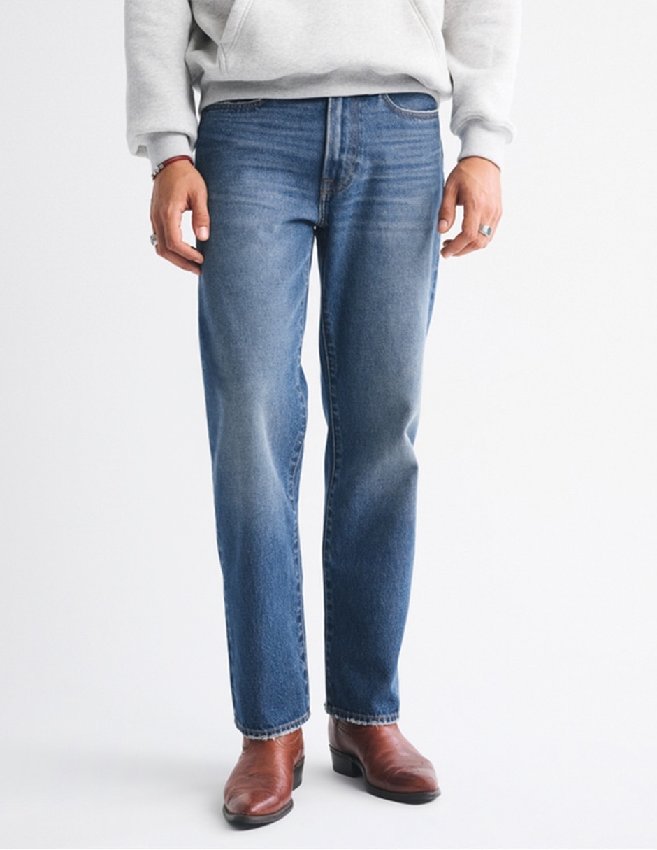 Jeans straight deslavado para hombre 8
