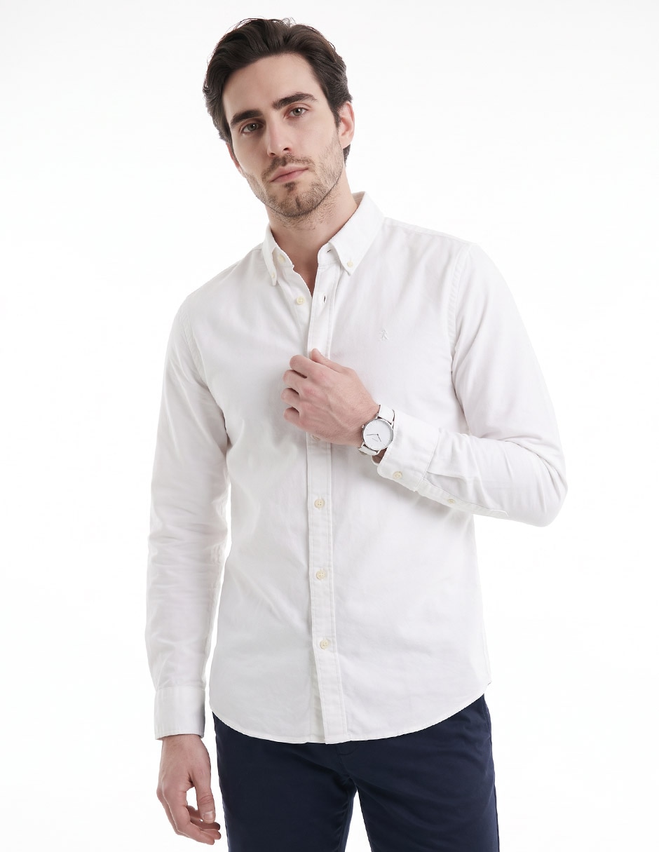 Camisa casual de algodón manga larga para hombre