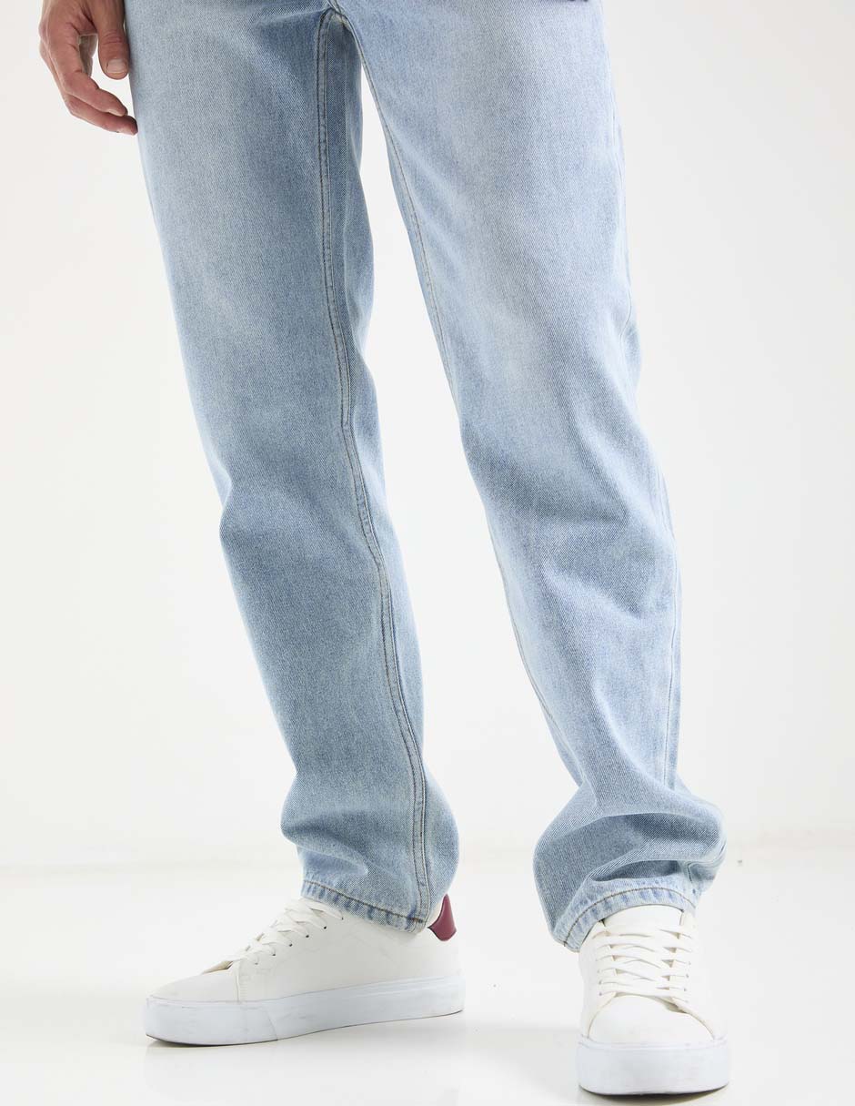 Jeans straight lavado claro para hombre 5