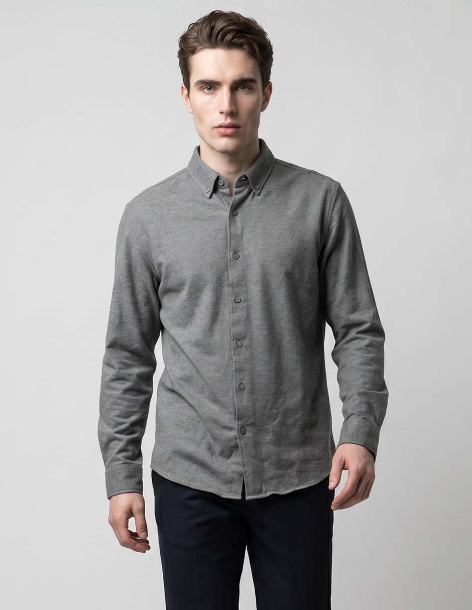 Camisa casual de algodón manga larga para hombre