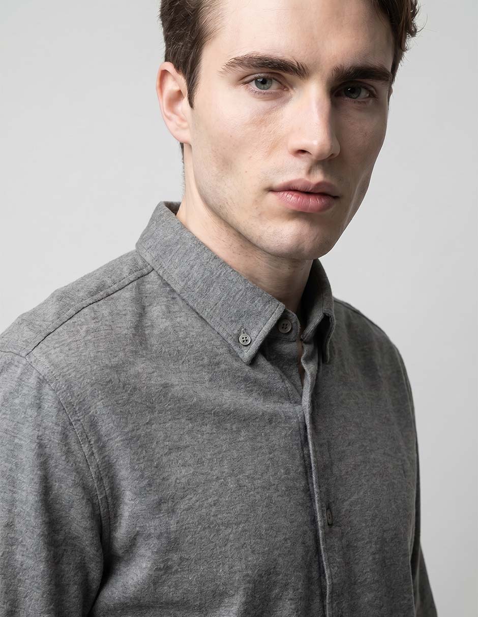 Camisa casual de algodón manga larga para hombre 2