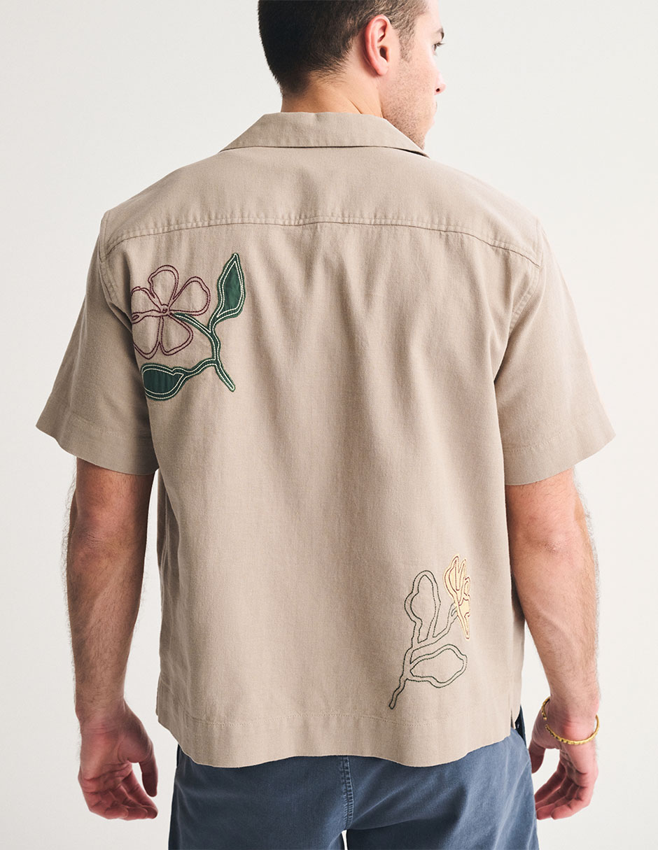 Camisa casual de lino manga corta para hombre