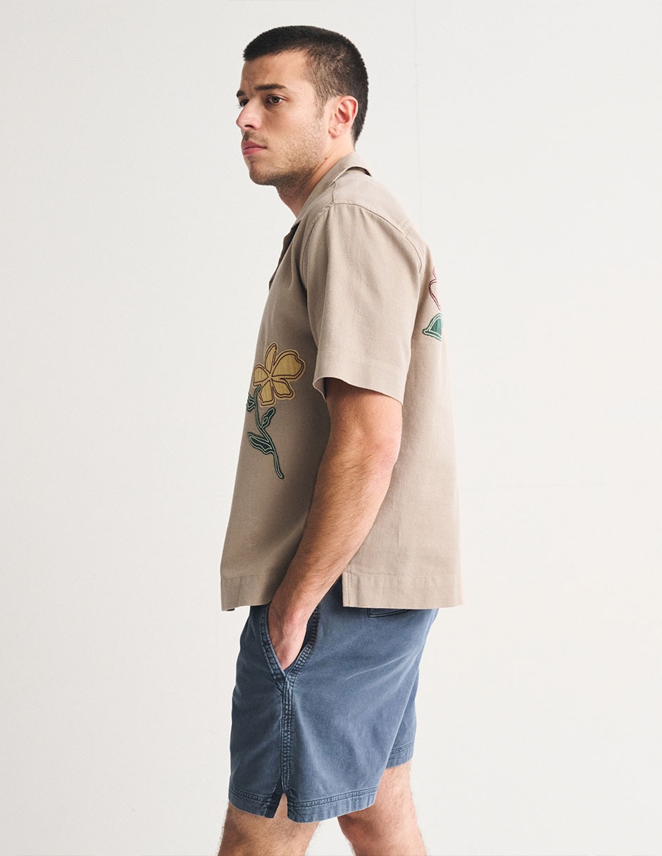 Camisa casual de lino manga corta para hombre