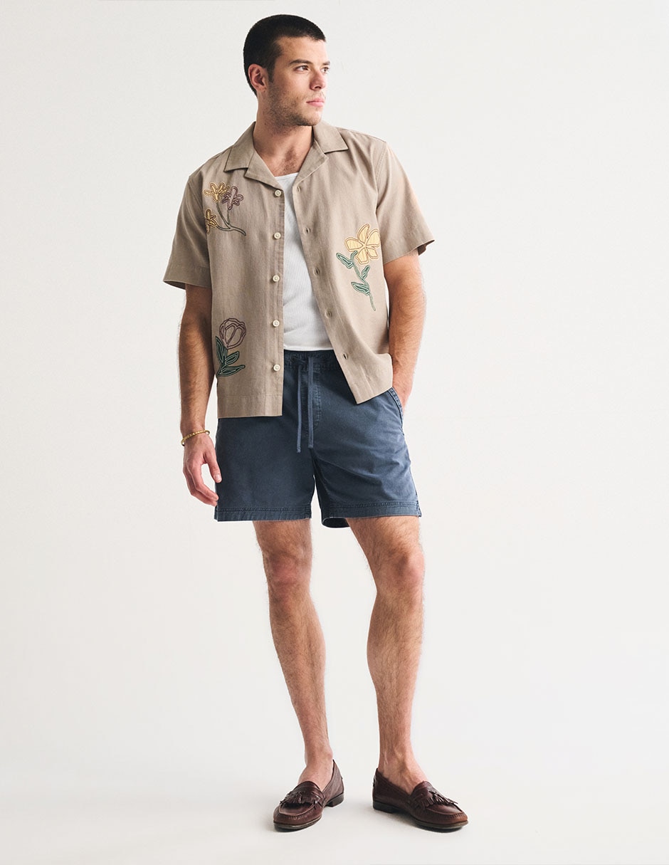 Camisa casual de lino manga corta para hombre