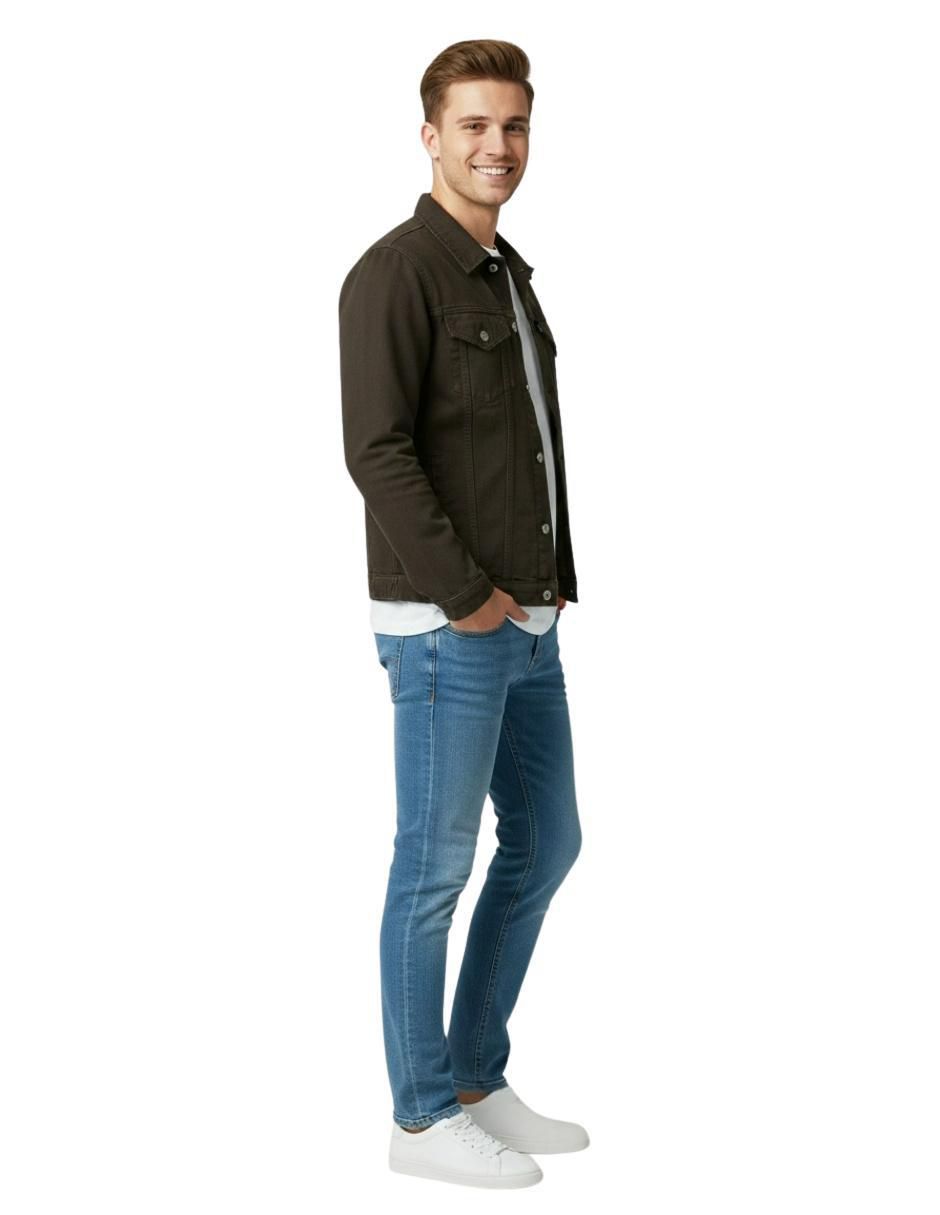 Chamarra denim de mezclilla con bolsillos para hombre 4