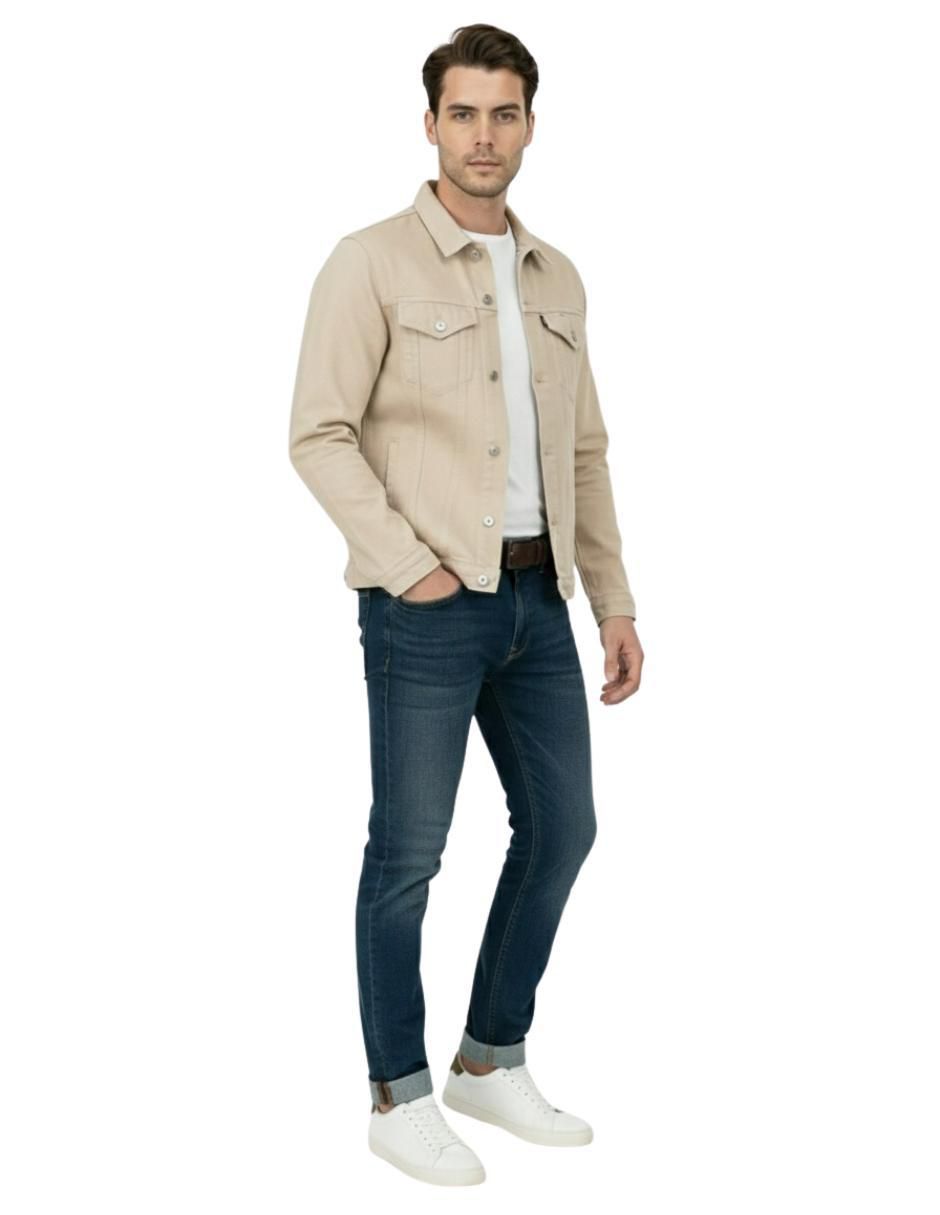 Chamarra denim de mezclilla con bolsillos para hombre 4