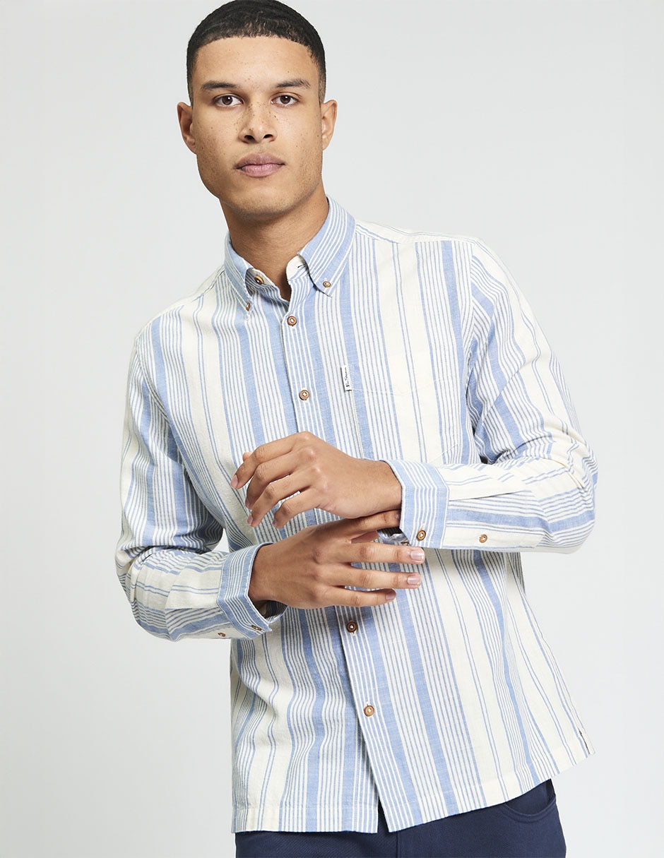 Camisa casual de algodón manga larga para hombre Camisa casual de algodón manga larga para hombre