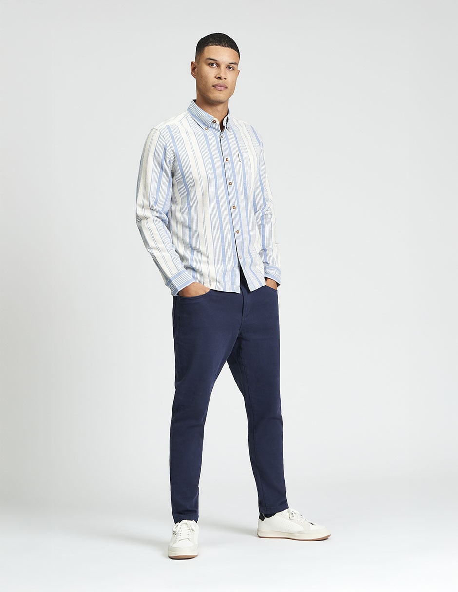 Camisa casual de algodón manga larga para hombre