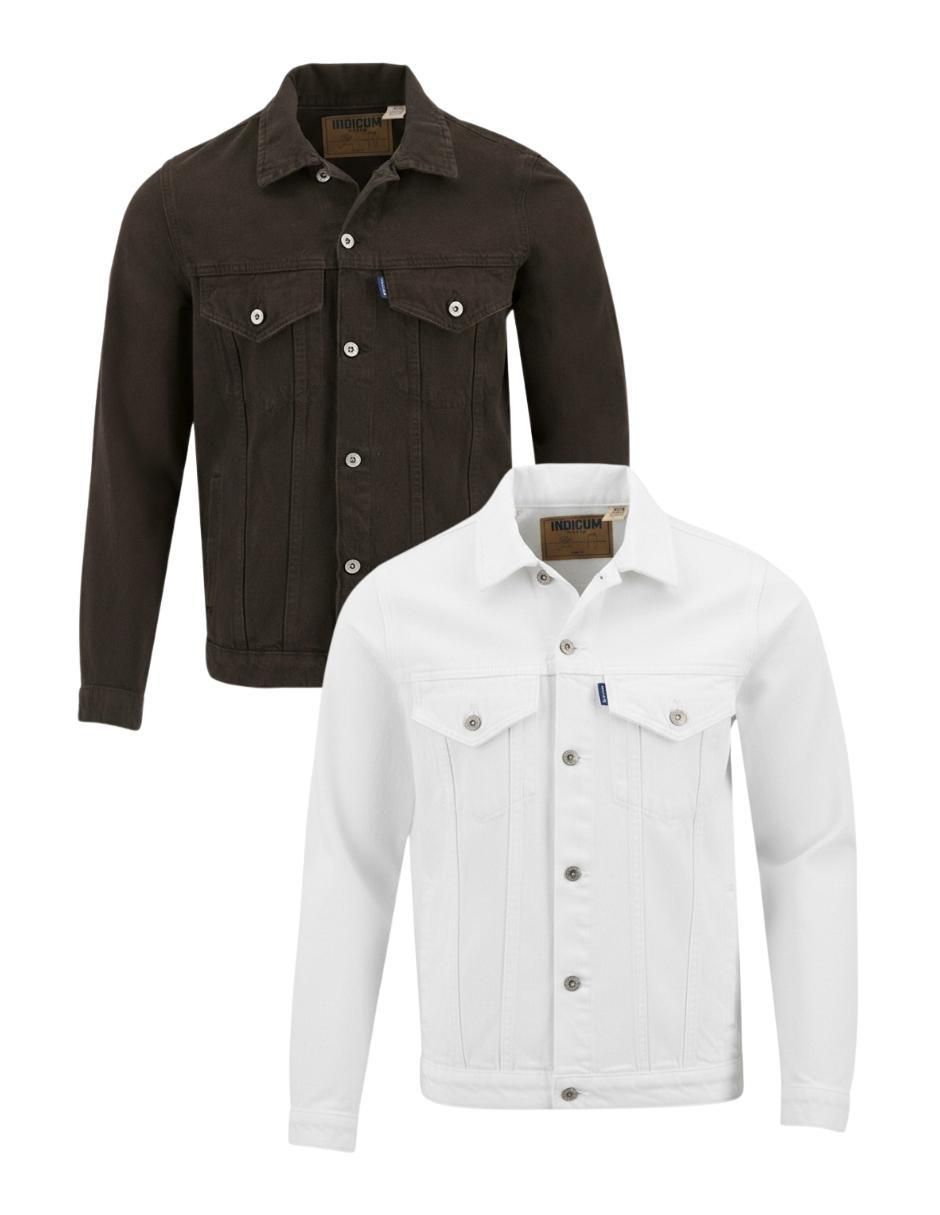 Set chamarra denim de mezclilla con bolsillos para hombre