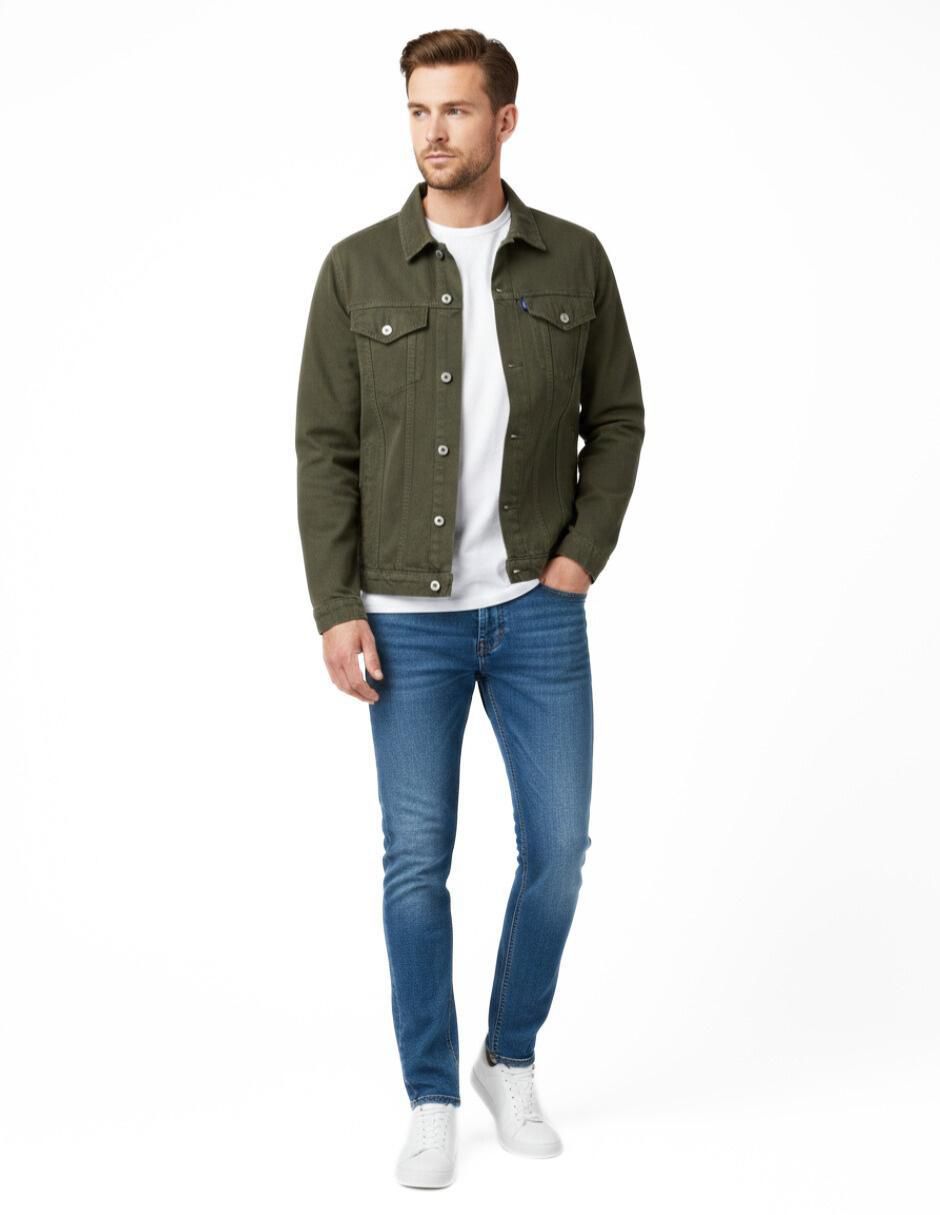 Set chamarra denim de mezclilla con bolsillos para hombre 7