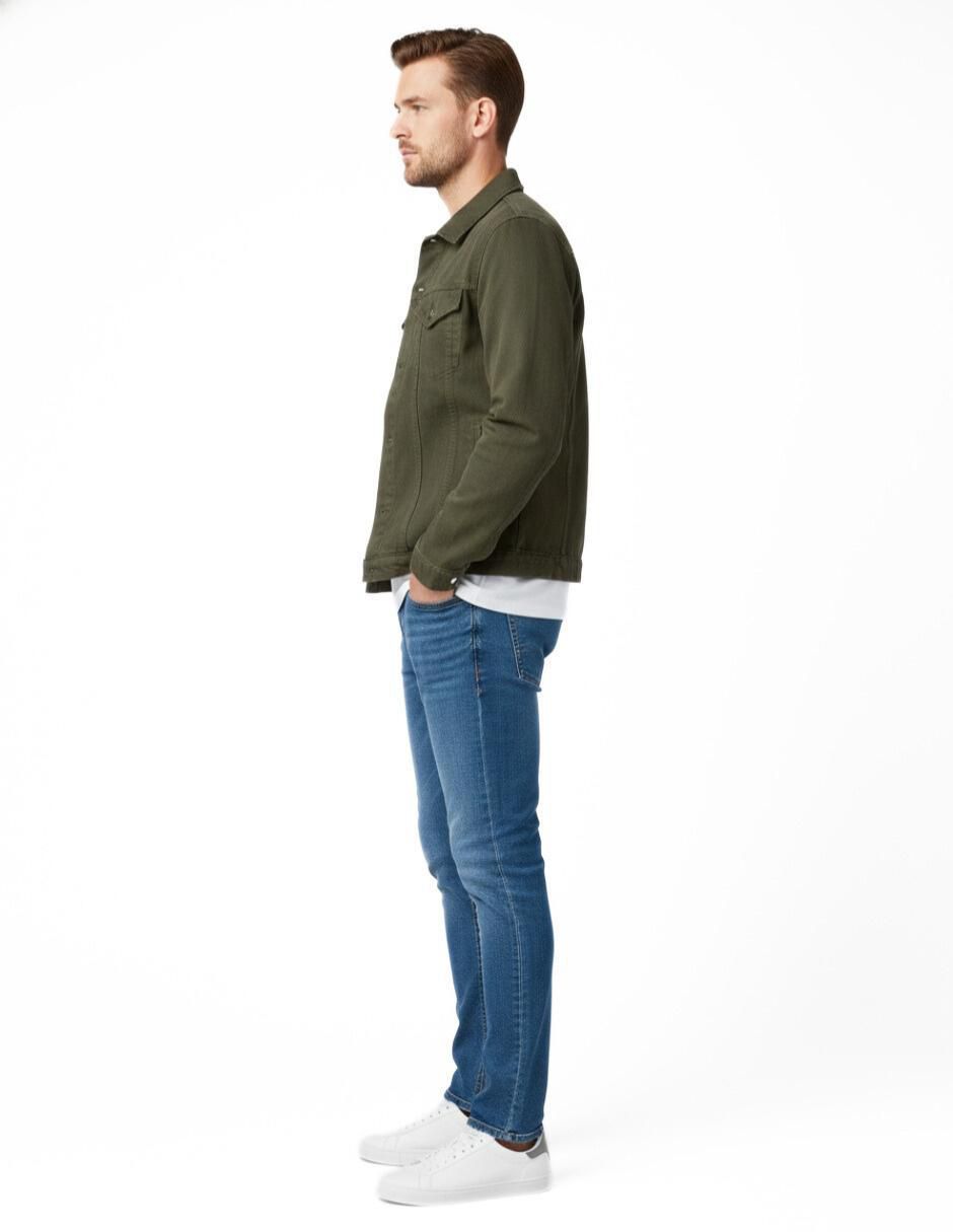 Set chamarra denim de mezclilla con bolsillos para hombre 8