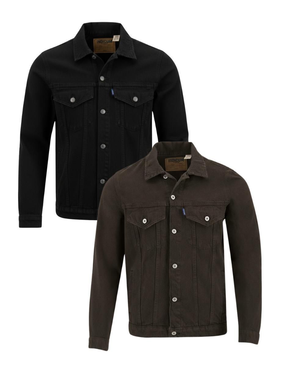 Set chamarra denim de mezclilla con bolsillos para hombre