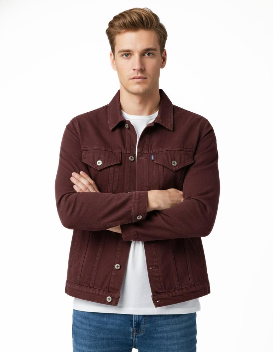 Set chamarra denim de mezclilla con bolsillos para hombre 3