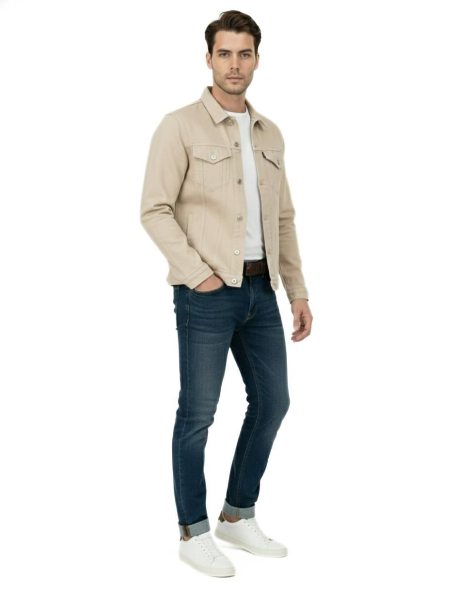 Set chamarra denim de mezclilla con bolsillos para hombre 2
