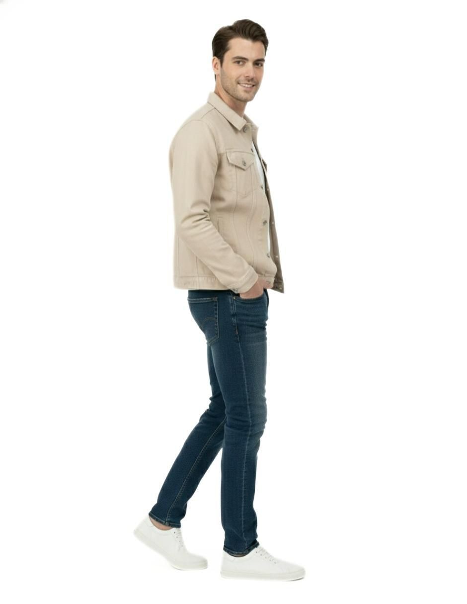Set chamarra denim de mezclilla con bolsillos para hombre 5