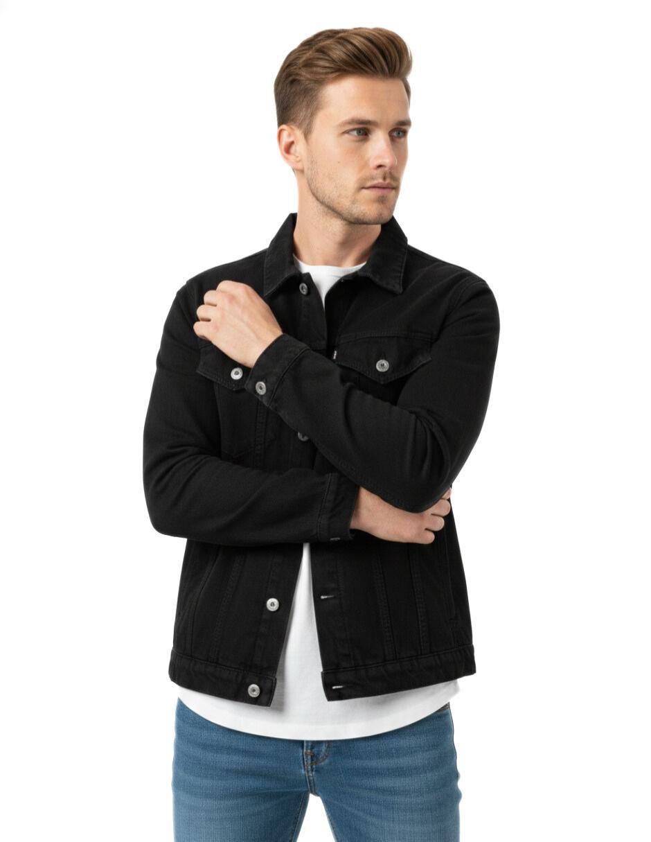 Set chamarra denim de mezclilla con bolsillos para hombre 8