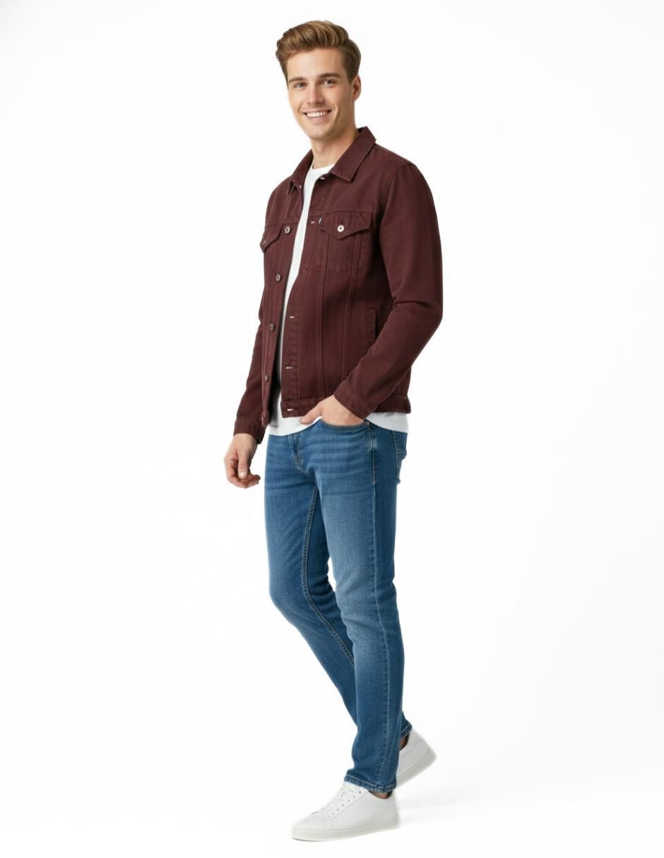 Set chamarra denim de mezclilla con bolsillos para hombre 9
