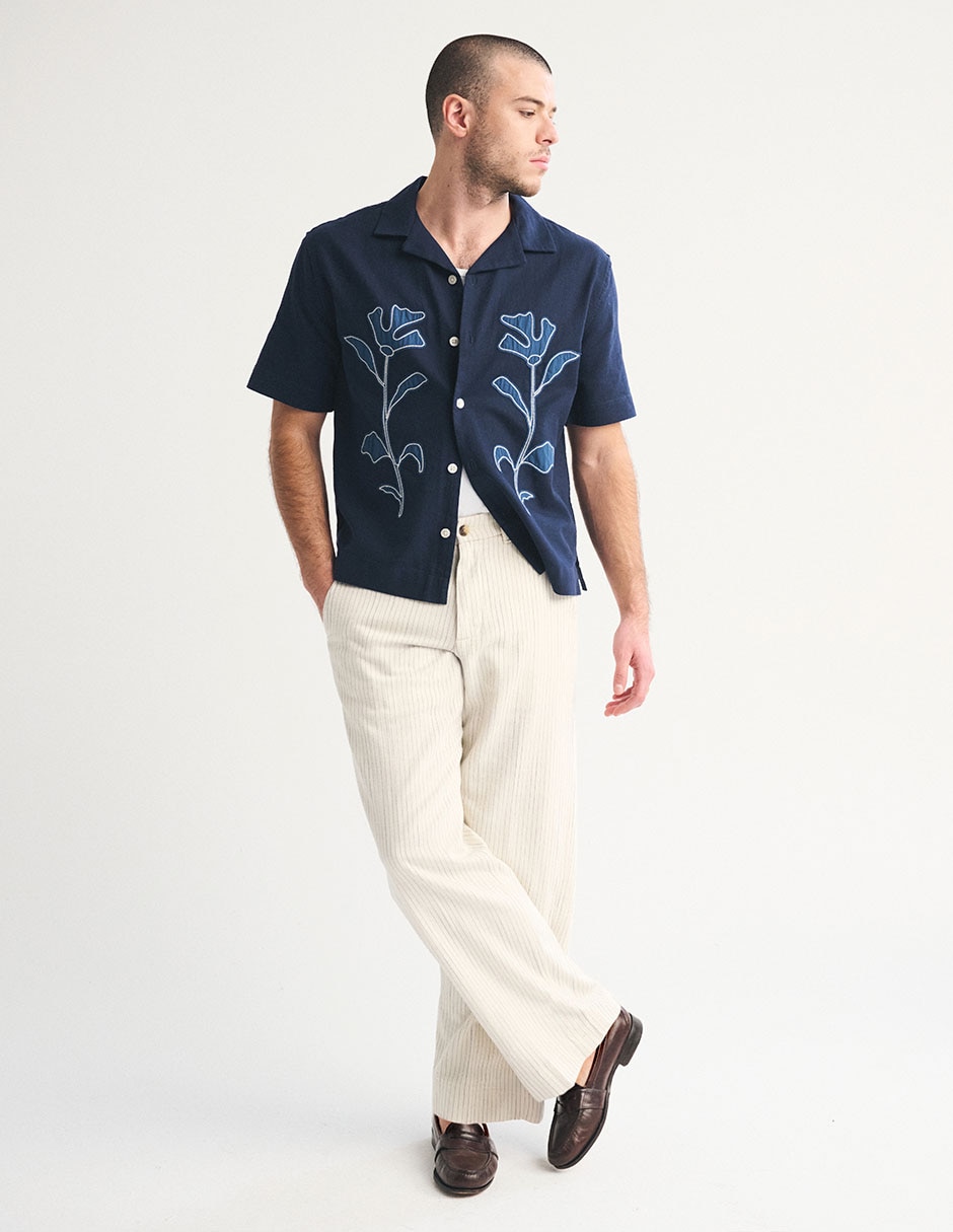 Camisa casual abercrombie & fitch de algodón manga corta para hombre