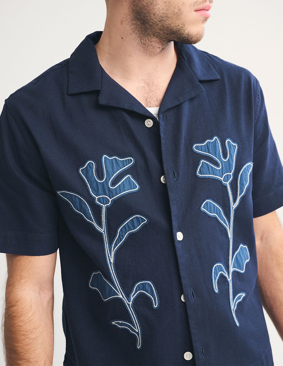Camisa casual abercrombie & fitch de algodón manga corta para hombre