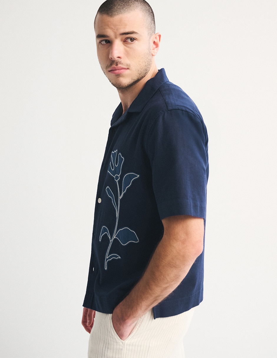 Camisa casual abercrombie & fitch de algodón manga corta para hombre